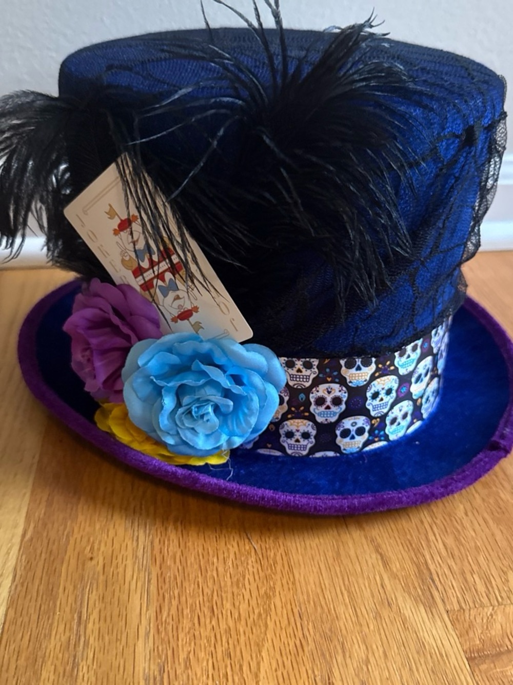 Gothic Mad Hatter Velvet Blue Top Hat Costume Cosplay